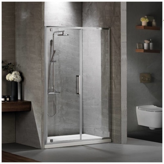 Εικόνα της Καμπίνα Ντουσιέρας Devon Primus Plus Pivot + Infill PIR100C-100 97-101cm Clean Glass