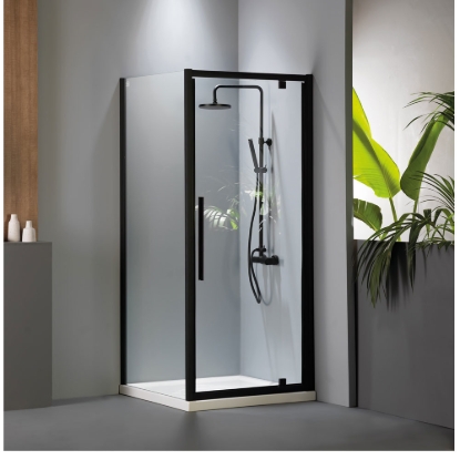 Εικόνα της Καμπίνα Ντουσιέρας Devon Flow Pivot PF90C-400 87-91cm Black Matt Clean Glass