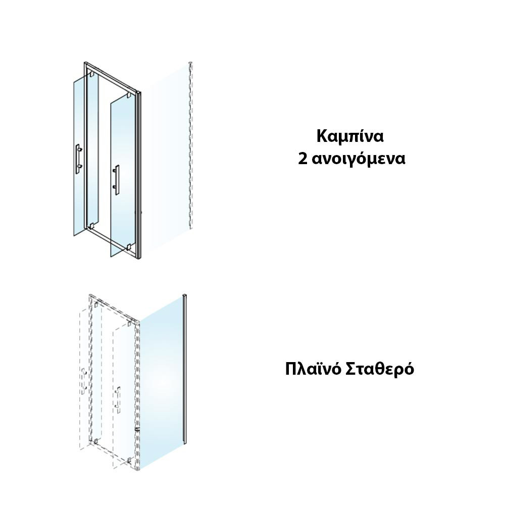 Εικόνα της Καμπίνα Ντουσιέρας Axis Twin Pivot P2X80C-100 77-81cm Clean Glass