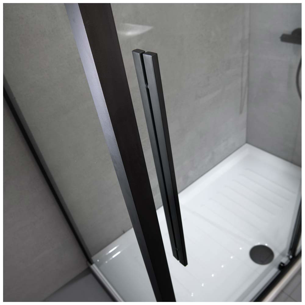 Εικόνα της Καμπίνα Ντουσιέρας Devon Flow Corner Entry  CF10080C-400 100x80cm Black Matt Clean Glass