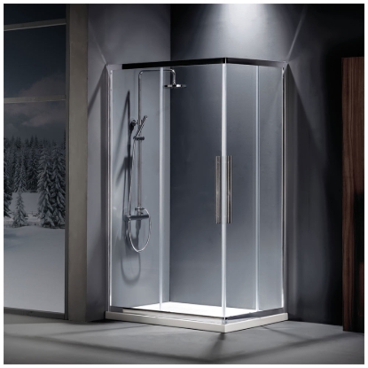 Εικόνα της Καμπίνα Ντουσιέρας Devon Flow Corner Entry  CF80C-100 80x80cm Clean Glass