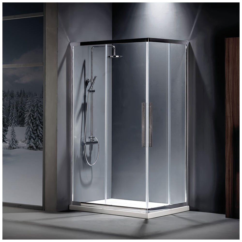 Εικόνα της Καμπίνα Ντουσιέρας Devon Flow Corner Entry  CF10080C-100 100x80cm Clean Glass