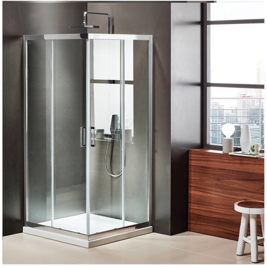 Εικόνα της Καμπίνα Ντουσιέρας Axis Corner Entry  CX80C-100 80x80cm Clean Glass