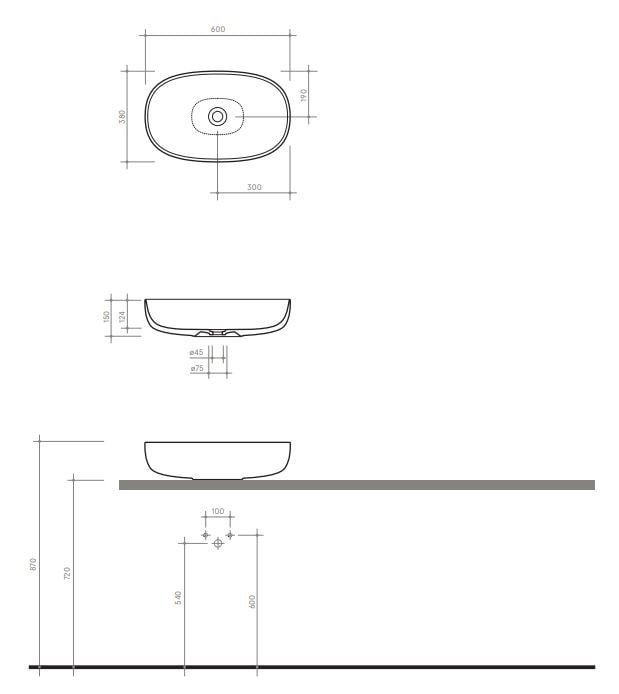 Εικόνα της Νιπτήρας Μπάνιου Valdama Pod POL04A 60x38cm
