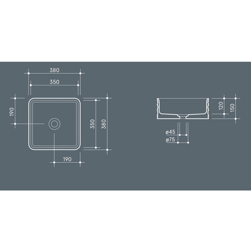 Εικόνα της Νιπτήρας Μπάνιου Valdama Trace TRL02A 38x38cm