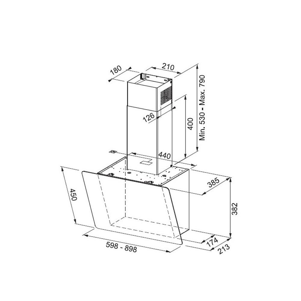 Εικόνα της Απορροφητήρας Franke Smart 2.0 FPJ 615 V BK/DK A Μαύρο Κρύσταλλο Καμινάδα 60cm 3104001024