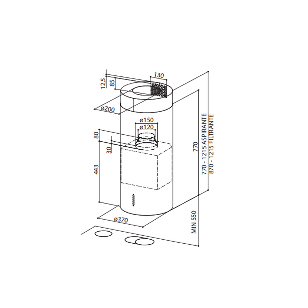 Εικόνα της Απορροφητήρας Faber Cylindra Isola EVO X  A37  Inox Οροφής