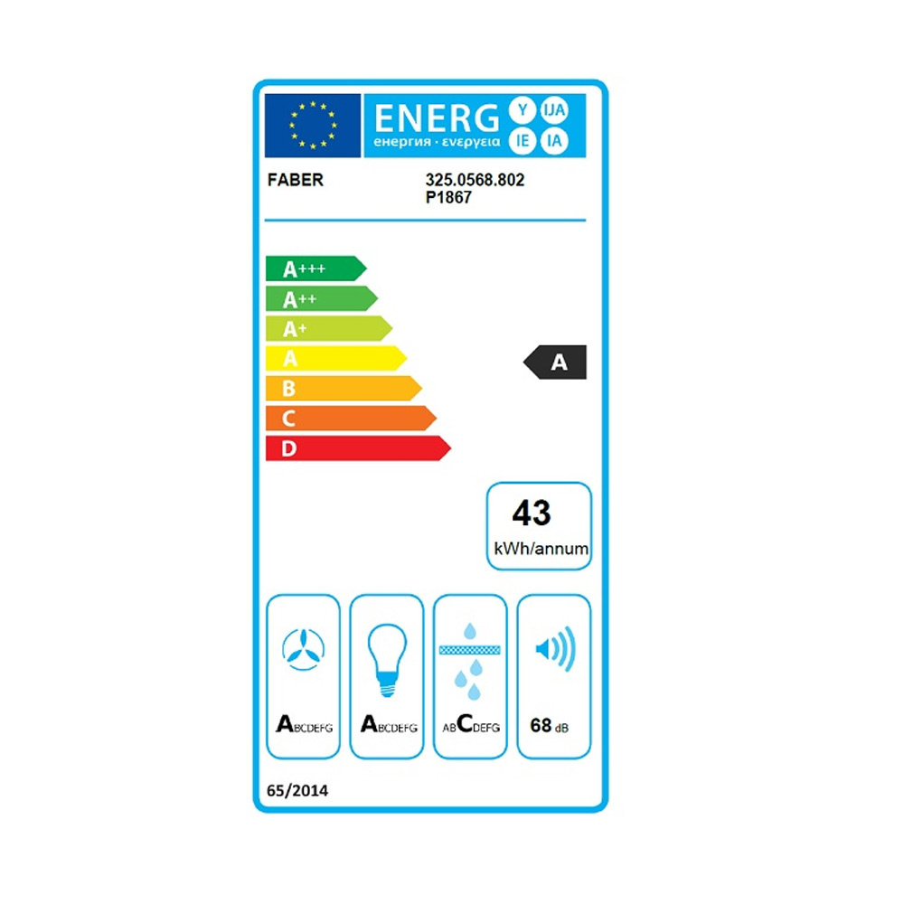 Εικόνα της Απορροφητήρας Faber TGL X A60 2LS Καμινάδα 60cm Inox