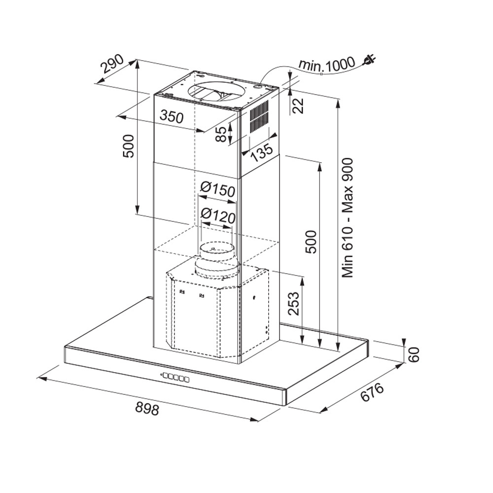 Εικόνα της Απορροφητήρας Franke Tale 905 I XS Inox Οροφής 3101102006