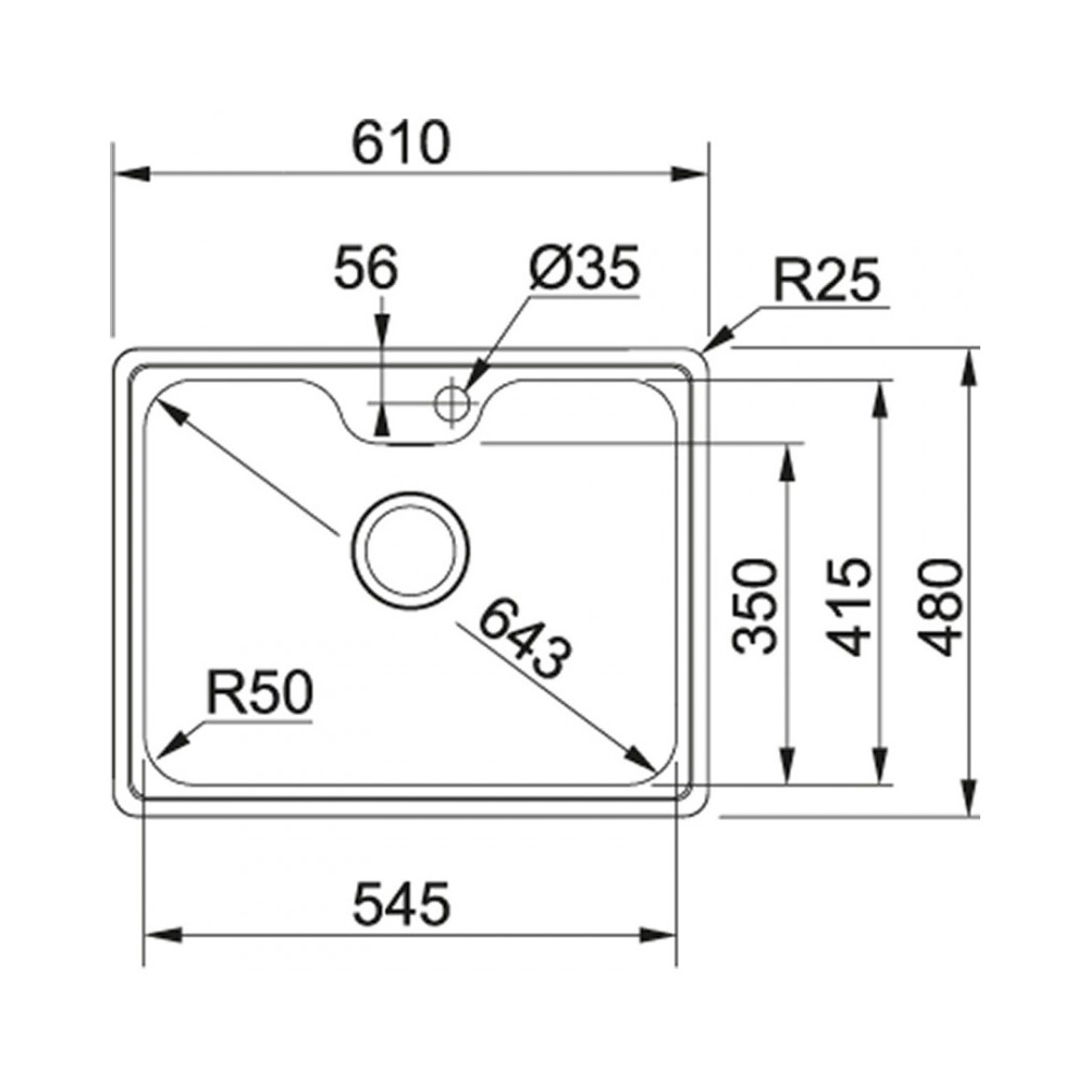 Εικόνα της Νεροχύτης Franke Bell 610-61 (61x48) Λείος Inox 3011850108