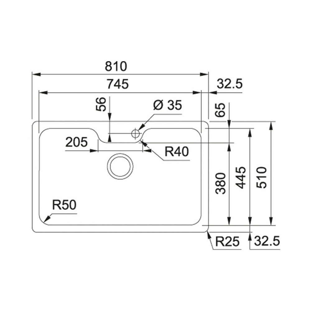 Εικόνα της Νεροχύτης Υποκαθήμενος Franke Bell BCX 110-75 TL  (81x51) Λείος Inox 3011850104
