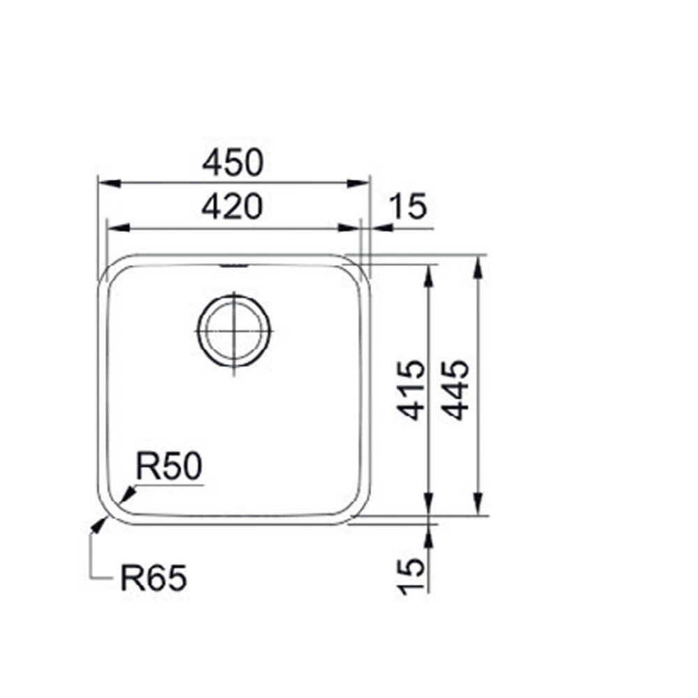 Εικόνα της Νεροχύτης Υποκαθήμενος Franke Bell BCX 110-42 TL  (45x44,5) Λείος Inox 3011850113