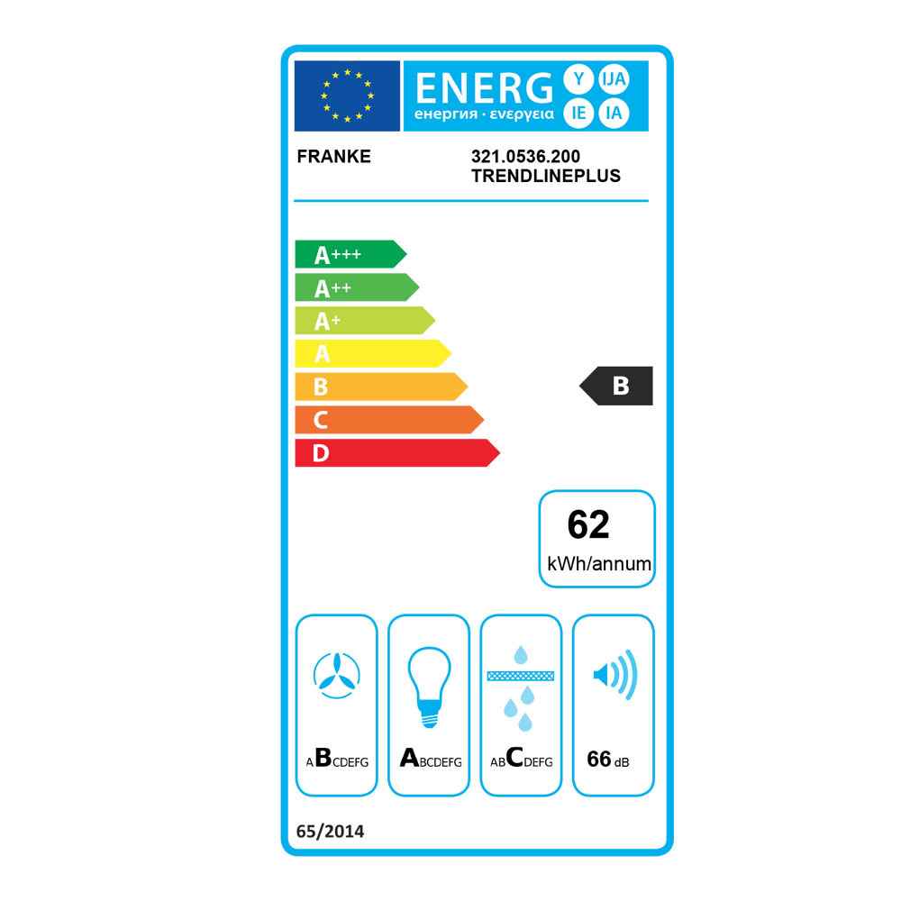 Εικόνα της Απορροφητήρας Franke Trendline Plus 70 BK Black Matt Καμινάδα 70cm 1000001312