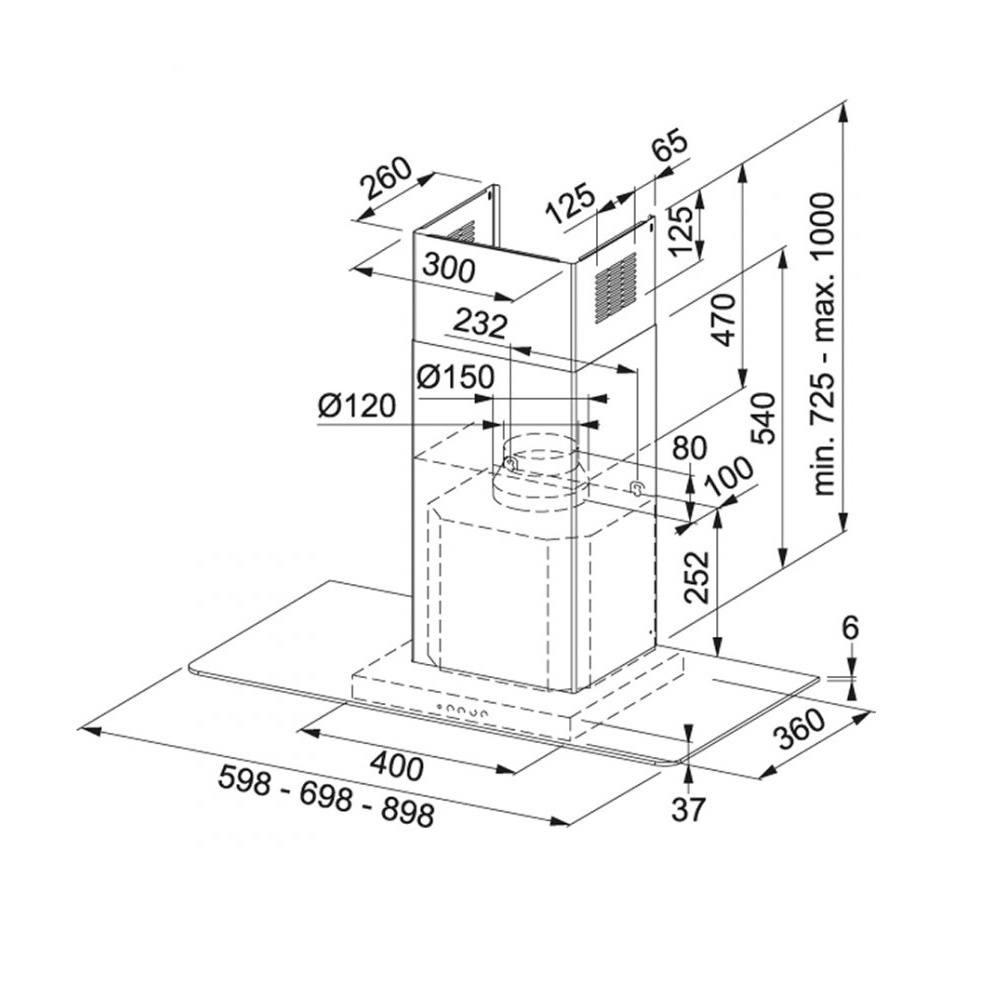 Εικόνα της Απορροφητήρας Franke New Perfect Glass FGL 925 XS NP Inox Καμινάδα 90cm 3105001042