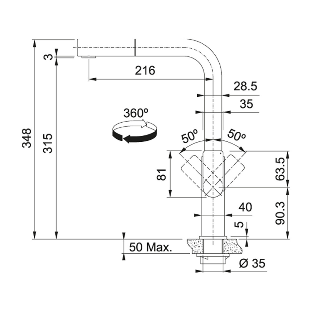 Εικόνα της Μπαταρία Κουζίνας Franke Mythos Ντους Inox 3156601063