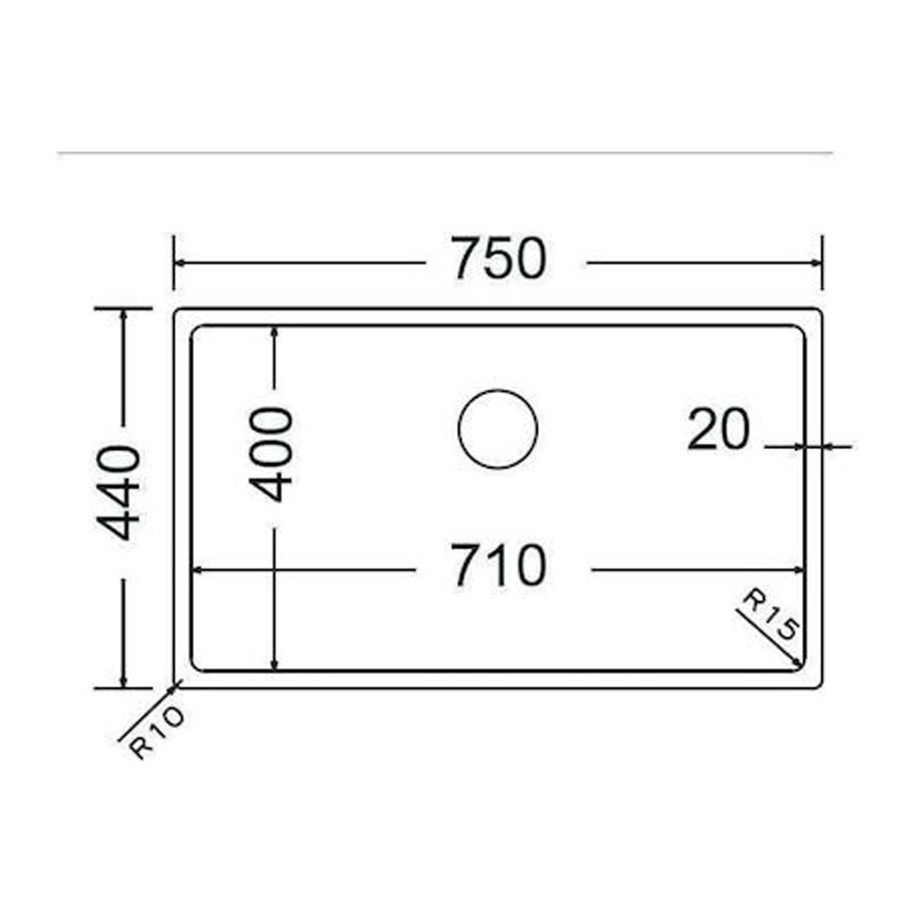 Εικόνα της Νεροχύτης Υποκαθήμενος Fortinox Squadro 28077 (75x44) Λείος Σατινέ
