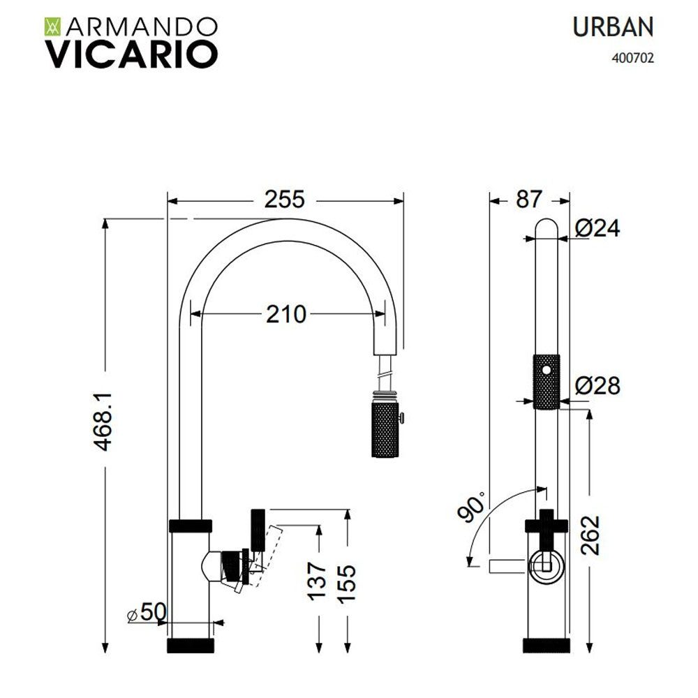 Εικόνα της Μπαταρία Κουζίνας Armando Vicario Urban 400702-225 Natural Brass