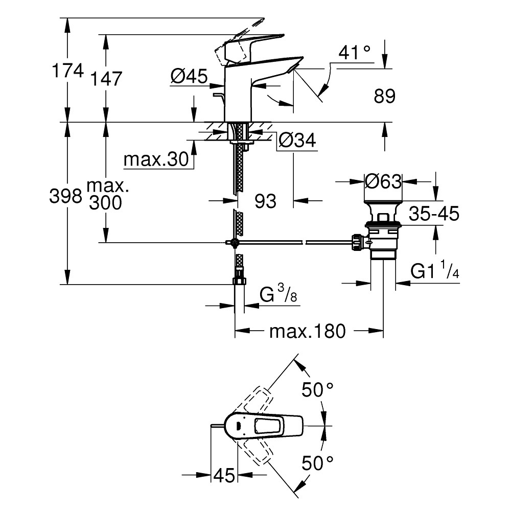 Εικόνα της Μπαταρία Νιπτήρος Grohe Bauloop New 23335001 Χρωμέ