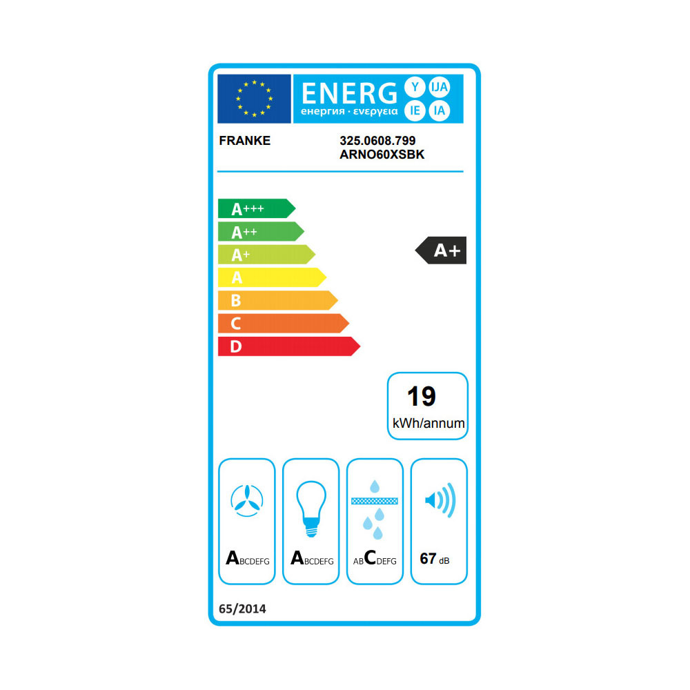 Εικόνα της Απορροφητήρας Franke Arno 60 XS/BK Inox Καμινάδα 60cm 3105001072
