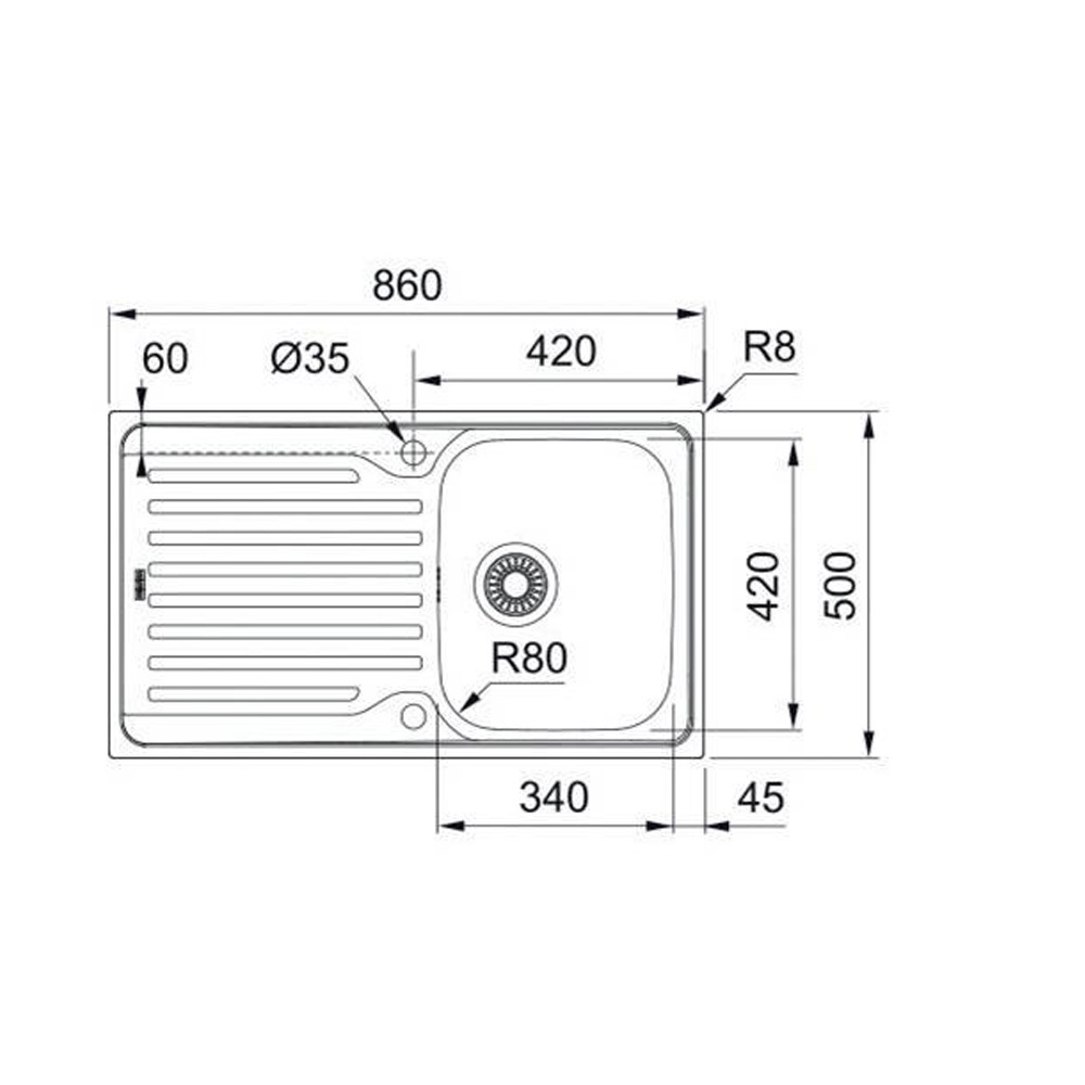 Εικόνα της Νεροχύτης Franke Antea AZN 611-86 (86x50) Λείος Inox 3040100604