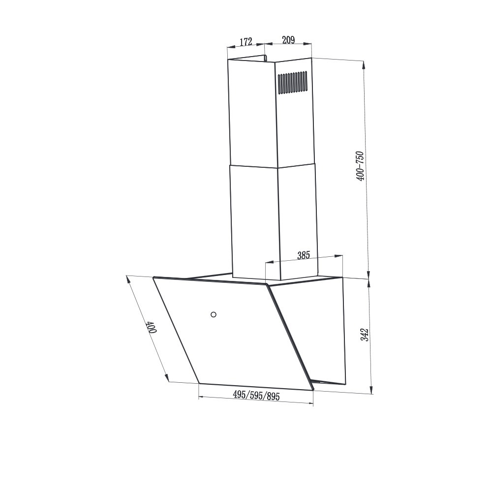 Εικόνα της Απορροφητήρας Faber VRT BK A90 2LS Καμινάδα 90cm Μαύρος