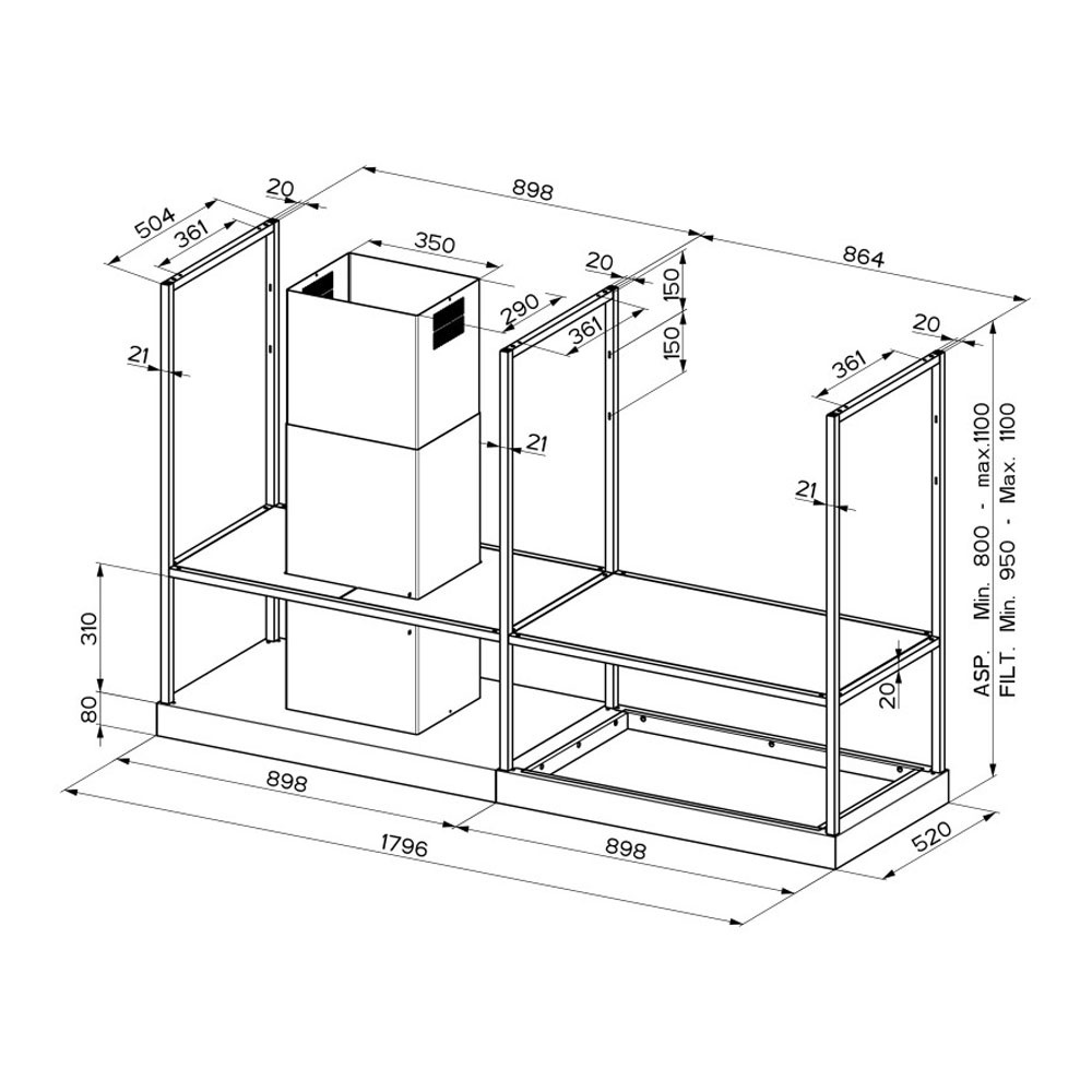 Εικόνα της Απορροφητήρας Faber T-Shelf EV8 BK Matt A180  Μαύρο Οροφής