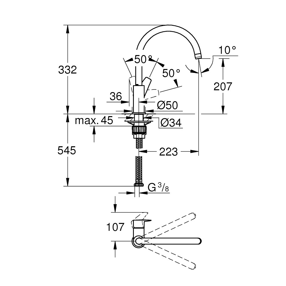 Εικόνα της Μπαταρία Κουζίνας Grohe Bauedge 31367001