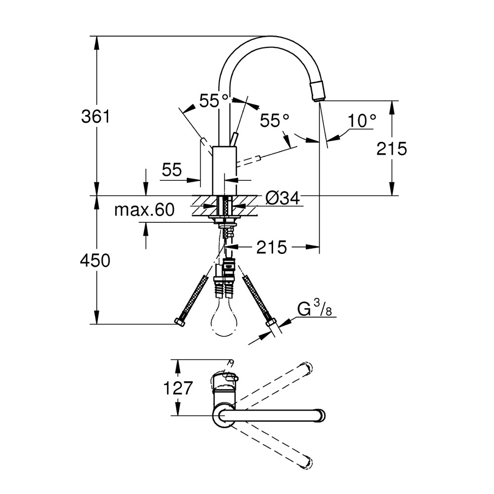 Εικόνα της Μπαταρία Κουζίνας Grohe Concetto Ντους 32663003 Χρωμέ