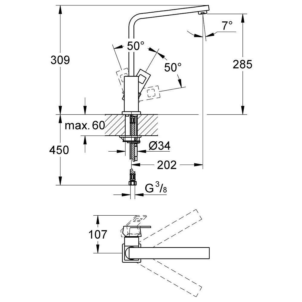 Εικόνα της Μπαταρία Κουζίνας Grohe Eurocube 31255000 Χρωμέ