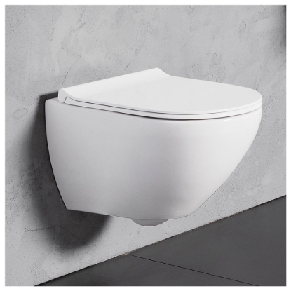 Εικόνα της Λεκάνη Κρεμαστή Bianco Ceramica Remo RM11000SC 52cm Με Slim Soft Close Κάλυμμα