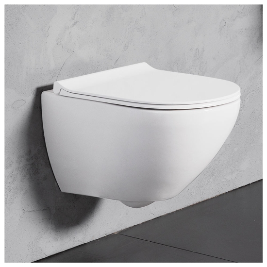 Εικόνα της Λεκάνη Κρεμαστή Bianco Ceramica Remo RM11000SC 52cm Με Slim Soft Close Κάλυμμα