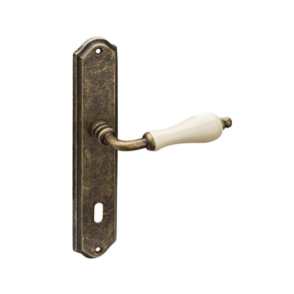 Εικόνα της Πόμολο Πόρτας Με Πλάκα (75mm) Roline K305-75 Ζεύγος Αντικέ Μπεζ Πορσελάνη