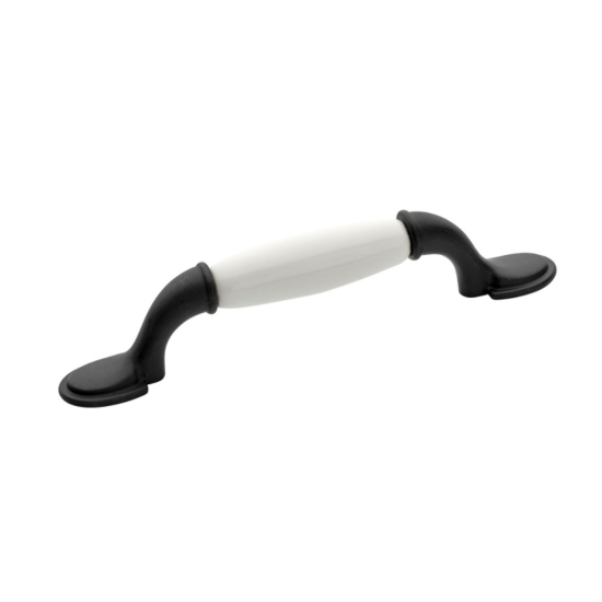Εικόνα της Λαβή Επίπλου Roline 521 Μαύρο 96mm Με πορσελάνη Λευκή
