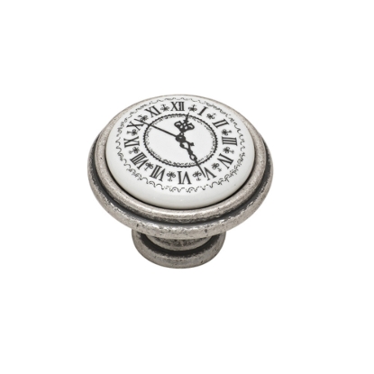 Εικόνα της Πόμολο Επίπλων Roline 586 Old Silver Με πορσελάνη