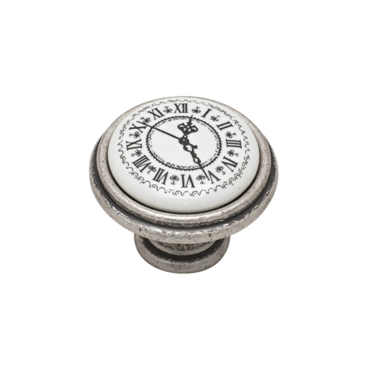 Εικόνα της Πόμολο Επίπλων Roline 586 Old Silver Με πορσελάνη