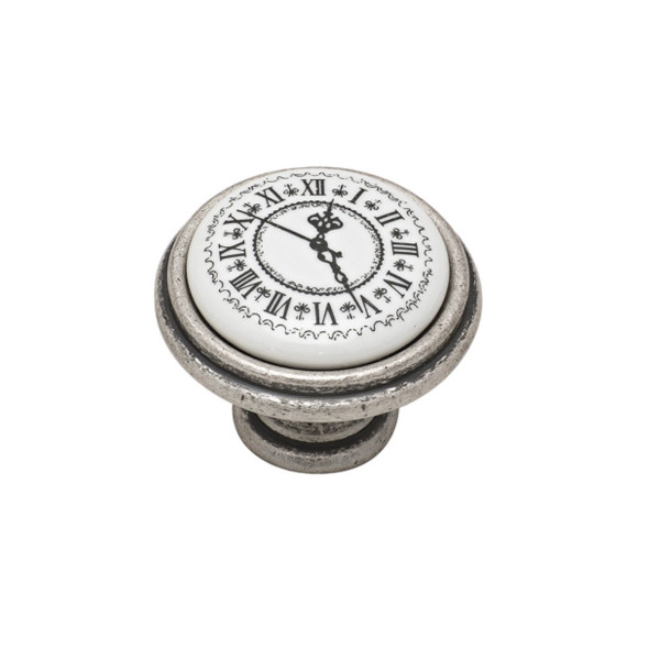 Εικόνα της Πόμολο Επίπλων Roline 586 Old Silver Με πορσελάνη