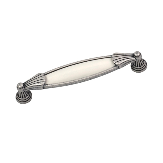 Εικόνα της Λαβή Επίπλου Roline 557 Old Silver 128mm Με πορσελάνη