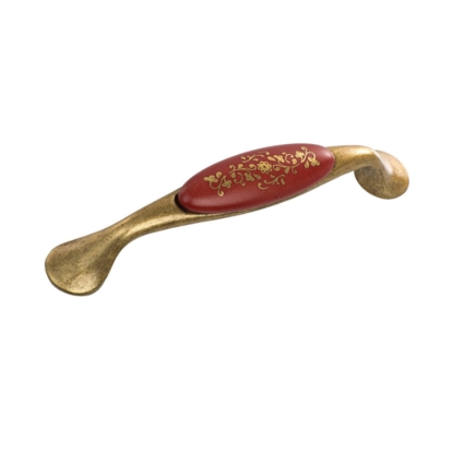 Εικόνα της Λαβή Επίπλου Roline 527 Αντικέ 128mm Με πορσελάνη Κόκκινη