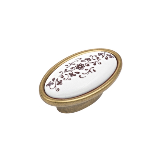 Εικόνα της Πόμολο Επίπλων Roline 527 Αντικέ Με πορσελάνη Λευκή