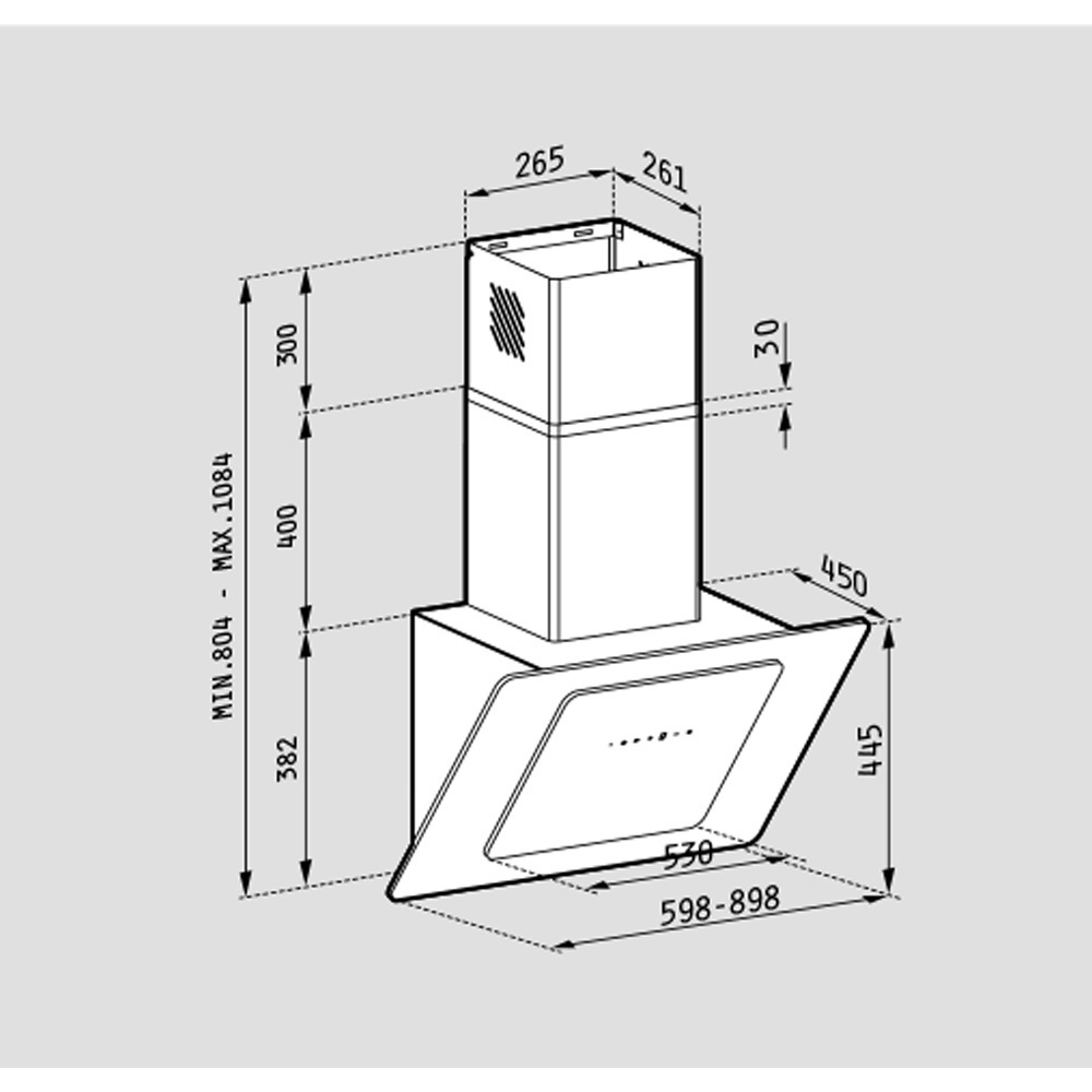 Εικόνα της Απορροφητήρας Pyramis Fiero Καμινάδα 90cm Μαύρος 065023001