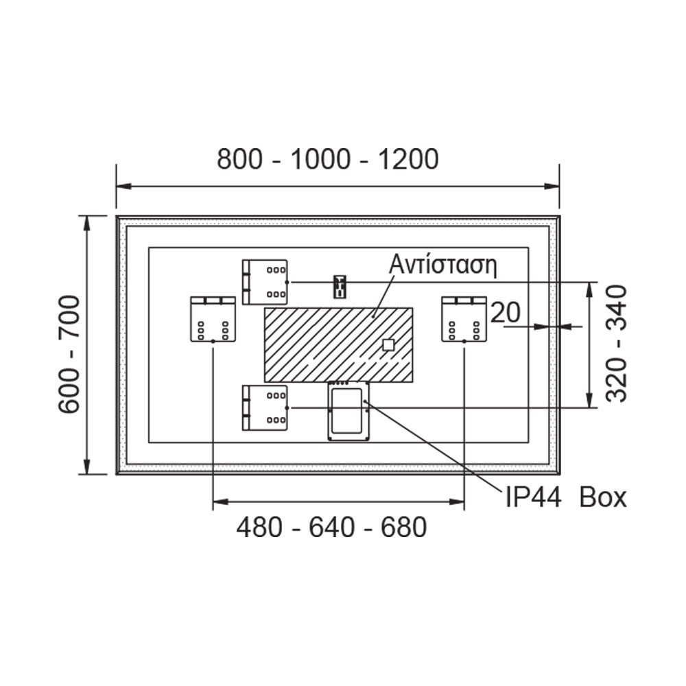 Εικόνα της Καθρέπτης Φωτιζόμενος LED Luminor Tosca 10070 100x70cm