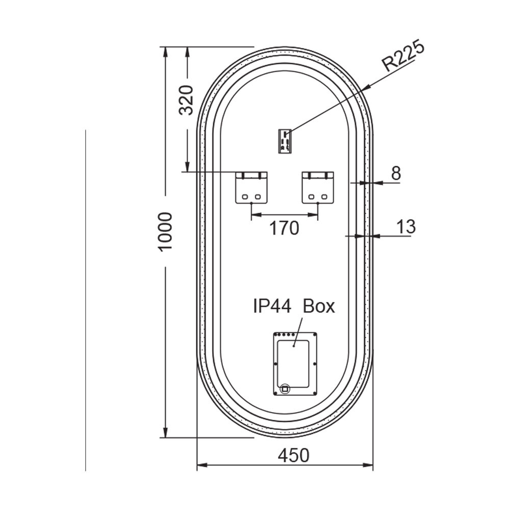 Εικόνα της Καθρέπτης Φωτιζόμενος LED Luminor Solano 45 45x100cm