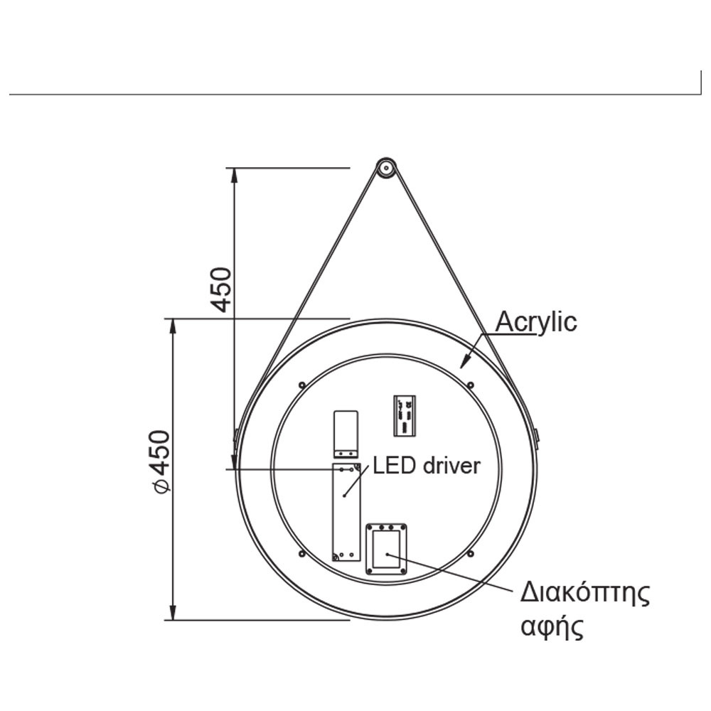 Εικόνα της Καθρέπτης Φωτιζόμενος LED Luminor Hung 45 Ø45cm