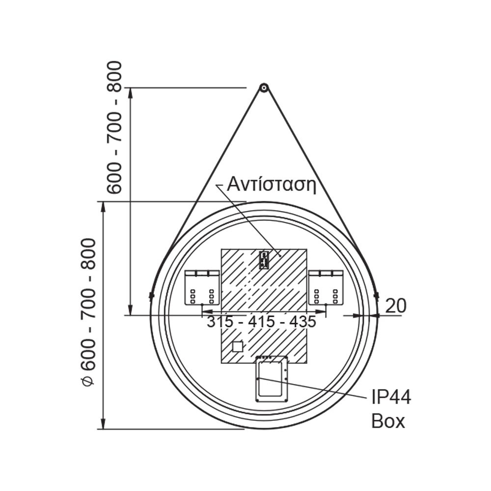 Εικόνα της Καθρέπτης Φωτιζόμενος LED Luminor Fly 60 Ø60cm