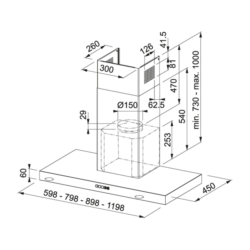Εικόνα της Απορροφητήρας Franke Tale 615 W XS Inox Καμινάδα 60cm 3105001098
