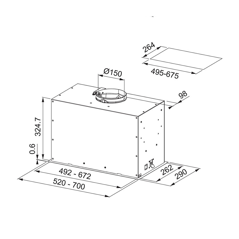Εικόνα της Απορροφητήρας Franke New Box FBFE BK A70 Εντοιχιζόμενος 70cm Matt Black 3105001106