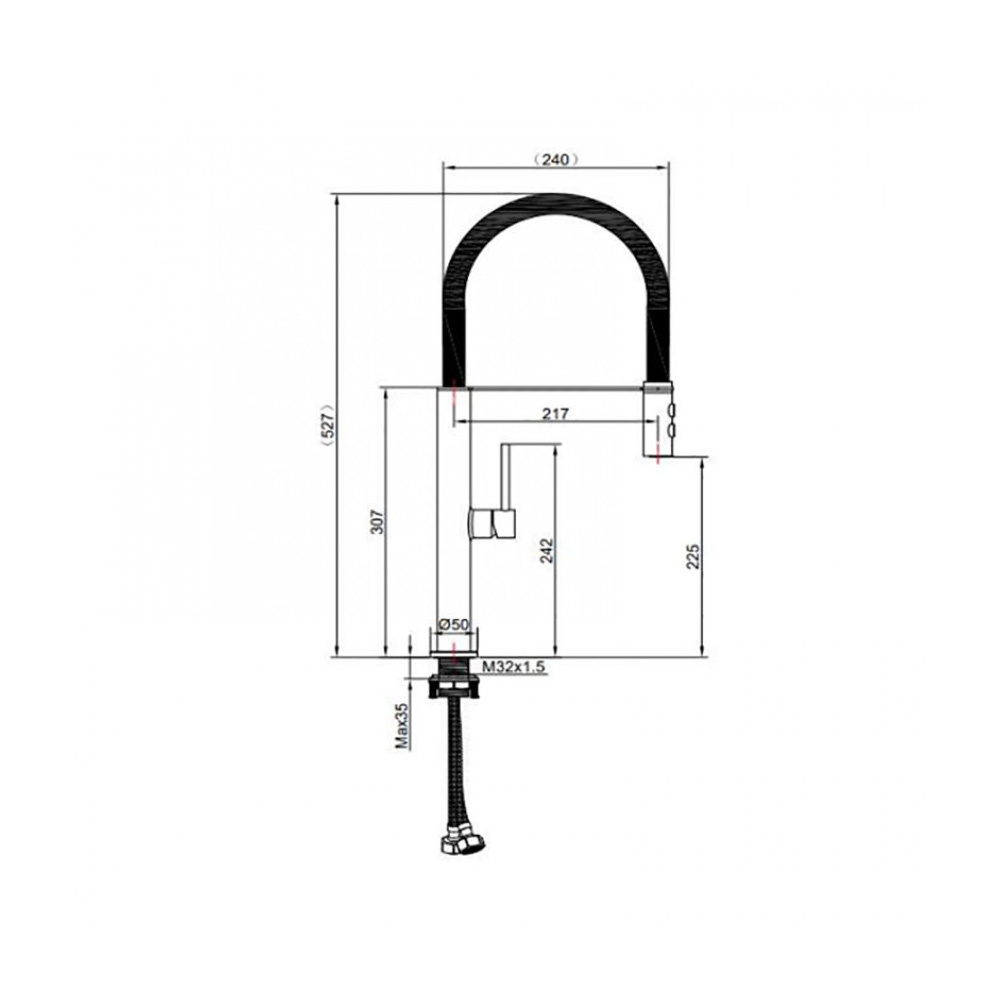 Εικόνα της Μπαταρία Κουζίνας Interflex Flex Inox Pro Ντους 2 Ροών 087432 Inox