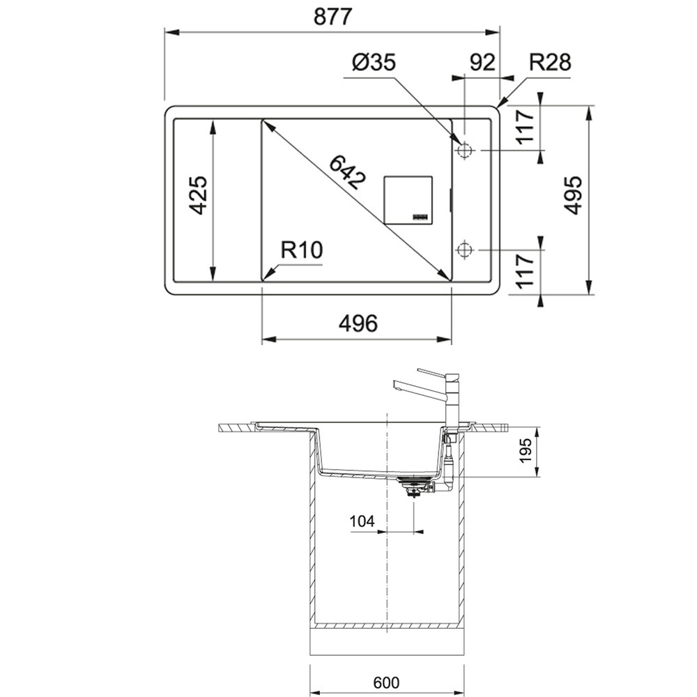 Εικόνα της Νεροχύτης Franke Fresno FSG 611-87 (87,7x49,5) Onyx 3142101242