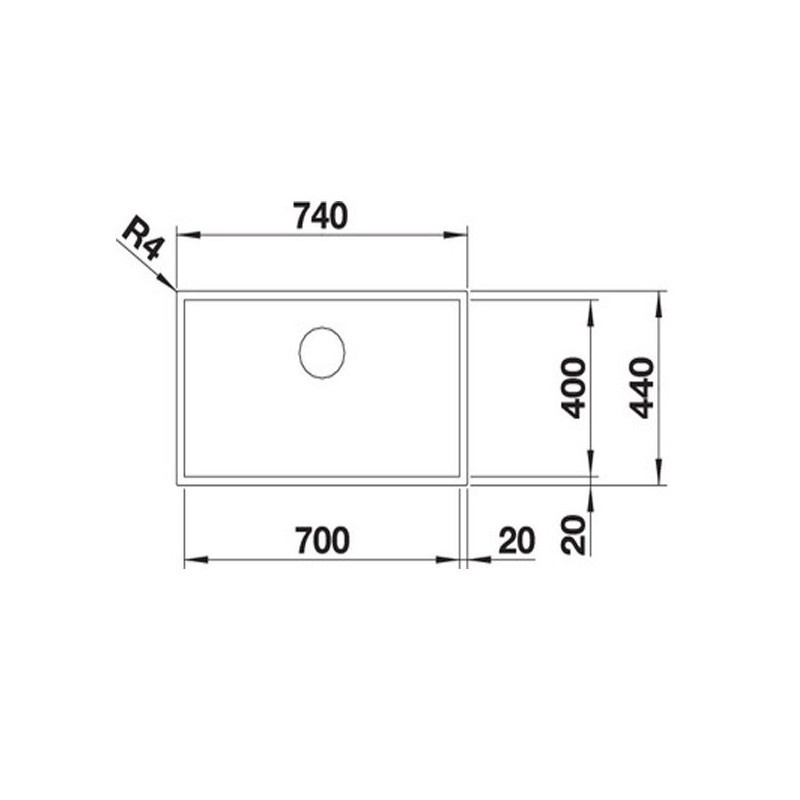 Εικόνα της Νεροχύτης Υποκαθήμενος Blanco Zerox 700-U Durinox (74x44) Ματ Λείος 521560