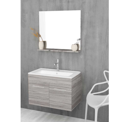 Εικόνα της Έπιπλο Μπάνιου Orabella Lagina 80 (80x45x50cm) Βάση Με Νιπτήρα & Καθρέπτη Μελαμίνη Χρώμα 719